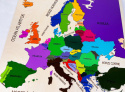 Drewniana Mapa Europy Montessori - flagi państw europejskich, państwa Europy